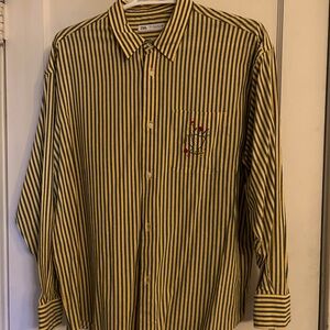 Zara Cotton Stripe Shirt w/ Embroidered Pocket xl
